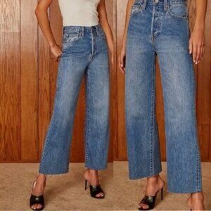 Denim Forum Farrah High Rise Jeans Size 25 Raw Hem